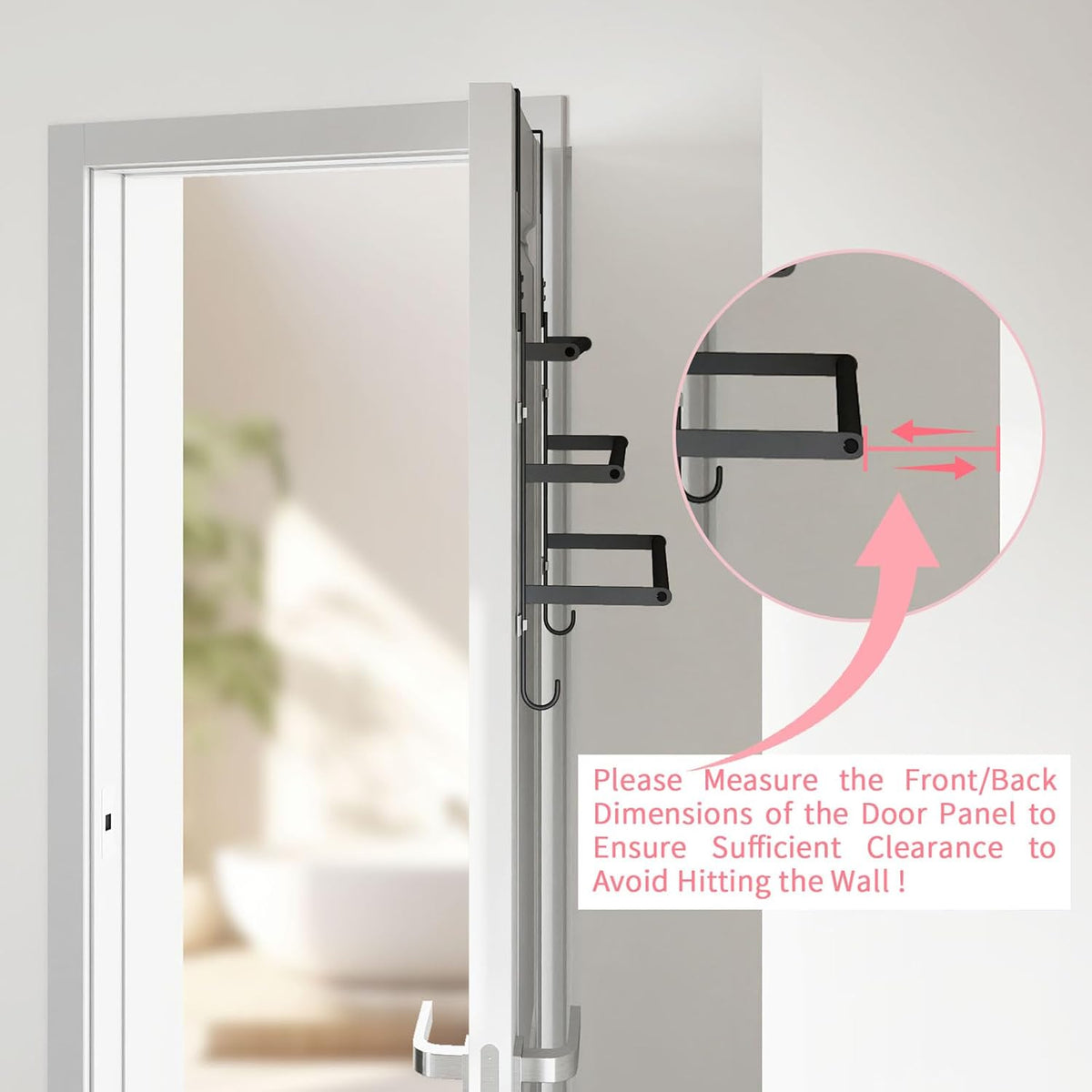 FLE Over The Door Towel Rack, Door Towel Bar, Black