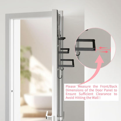 FLE Over The Door Towel Rack, Door Towel Bar, Black