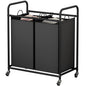 SUOERNUO Laundry Sorter Basket 2 Bag Laundry Hamper Cart with Rolling Lockable Wheels and Removable Bags Laundry Organizer Cart for Clothes Storage, Assorted