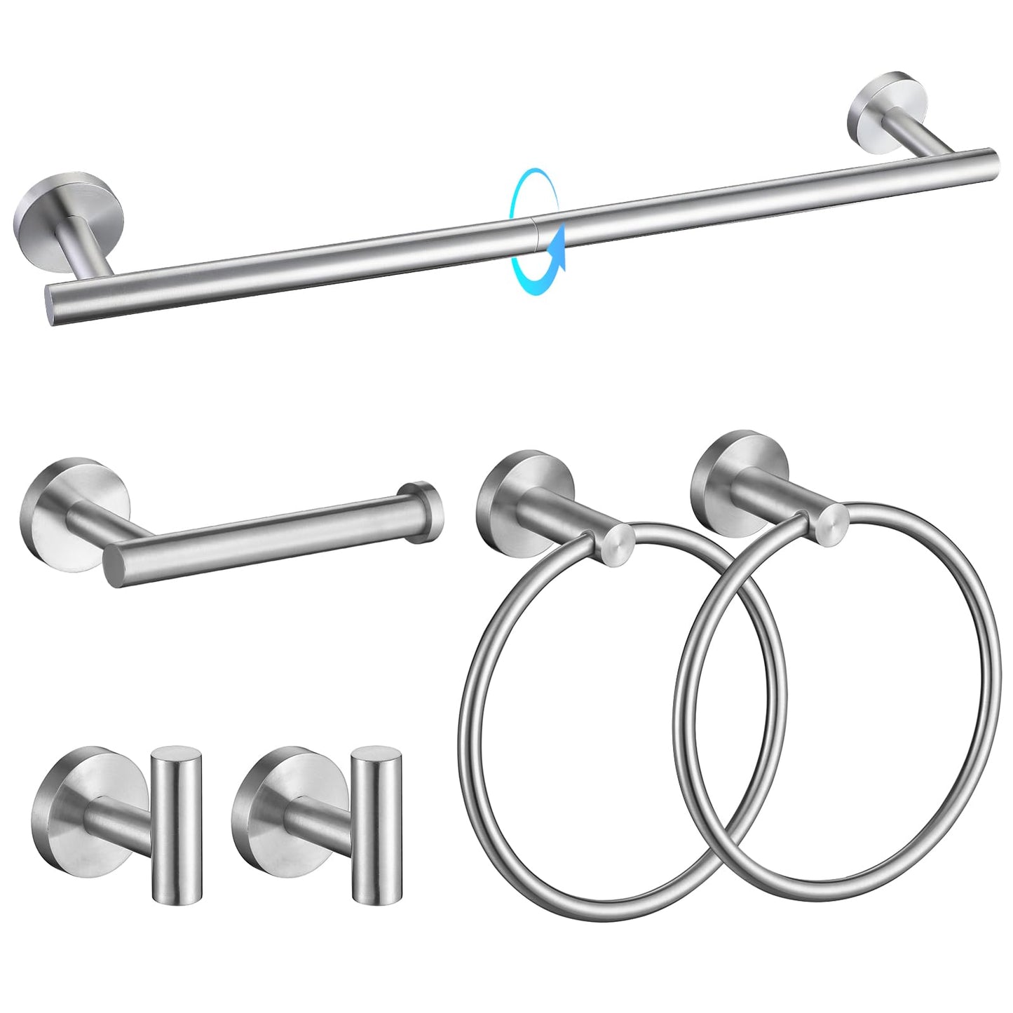 TQKAG 5 Piece Bathroom Accessories Set Brushed Gold Bathroom Hardware Set 23.6 Inch Bath Towel Bar Set SUS304 Stainless Steel Towel Rack Set