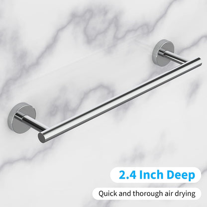 Cilee 2 Pieces Polished Chrome Bathroom Towel Bar, 24 Inch Towel Holder