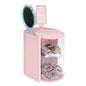 2-Tier Rotating Hair Accessories Organizer Storage - 360° Hair Tie & Hair Brush Organizer, Space-Saving Countertop Cosmetic Display Case for Hair Clips, Jewelry, and Girls (Pink, 2-layer)