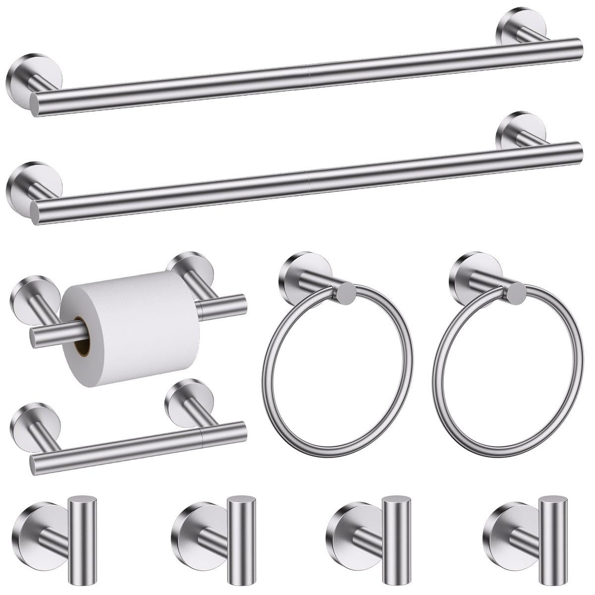 10 Pieces Matte Black Bathroom Hardware Accessories Towel Bar Set Black Towle Racks for Bathroom Wall Mounted Stainless Steel Toilet Paper Holder Towel Holder Kit