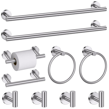 10 Pieces Matte Black Bathroom Hardware Accessories Towel Bar Set Black Towle Racks for Bathroom Wall Mounted Stainless Steel Toilet Paper Holder Towel Holder Kit