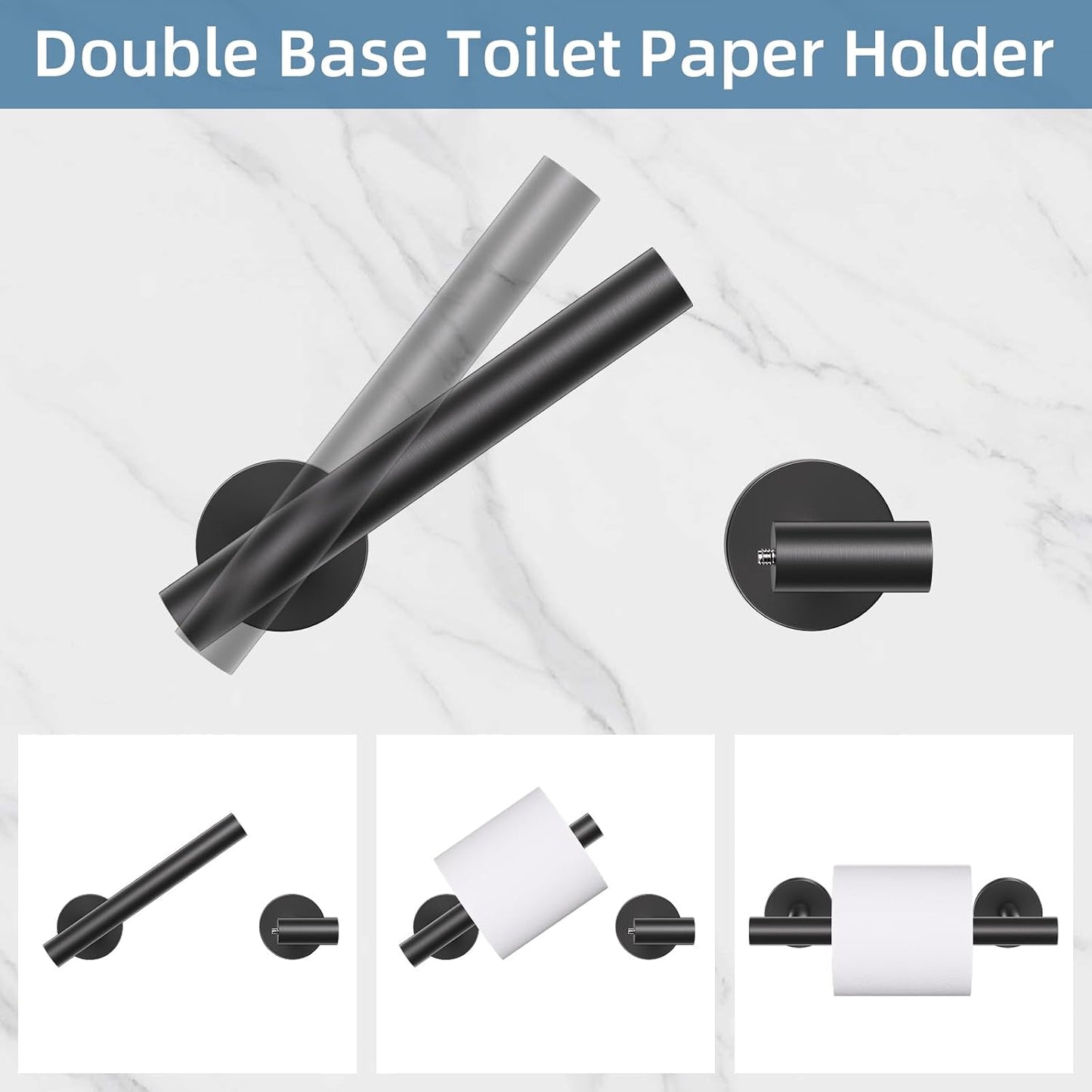 10 Pieces Matte Black Bathroom Hardware Accessories Towel Bar Set Black Towle Racks for Bathroom Wall Mounted Stainless Steel Toilet Paper Holder Towel Holder Kit