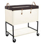 StorageWorks Laundry Cart, 2 Tier Rolling Basket with Wheels, 29 Gal, Beige