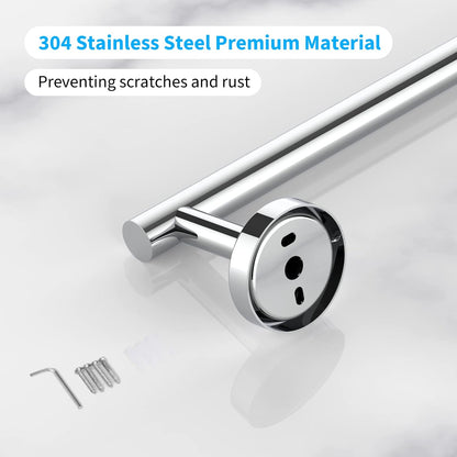 Cilee 2 Pieces Polished Chrome Bathroom Towel Bar, 24 Inch Towel Holder