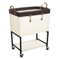 StorageWorks Laundry Cart, 2 Tier Rolling Basket with Wheels, 29 Gal, Beige