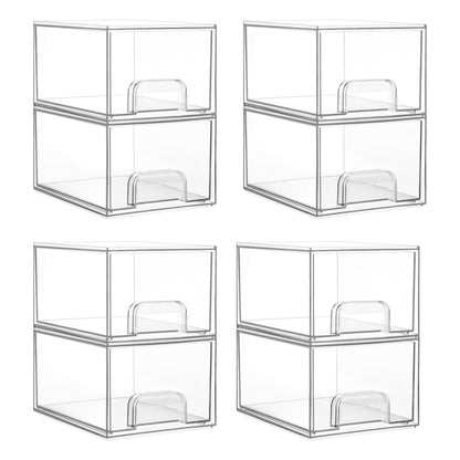 Vtopmart 6 Pack Small Clear Stackable Storage Drawers for Desk, Countertop