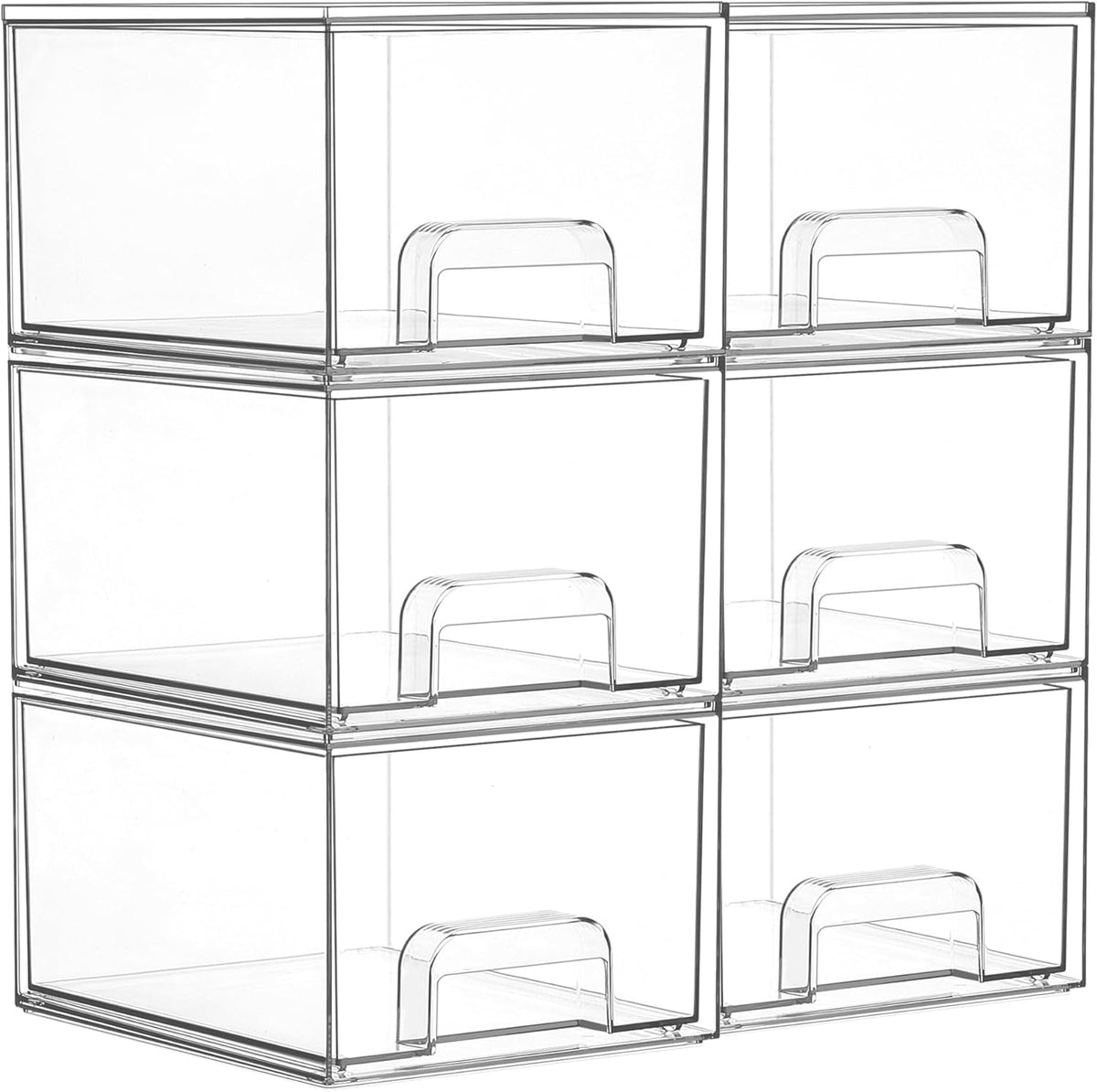 Vtopmart 6 Pack Small Clear Stackable Storage Drawers for Desk, Countertop