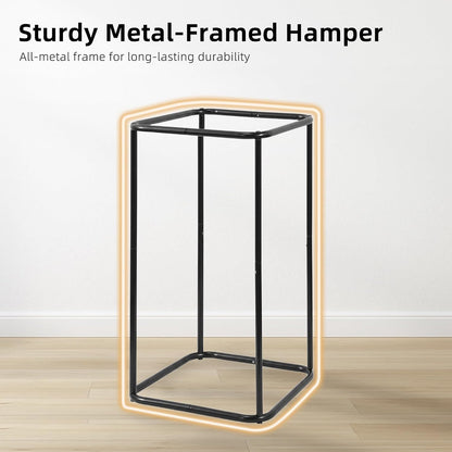 STORAGE MANIAC Mesh Laundry Hamper, 23.7 Gal. Tall Laundry Basket for Airflow, Strong Metal Dirty Clothes Hamper for College Dorm, Bedroom, Bathroom, Clothes Bin, White & Black