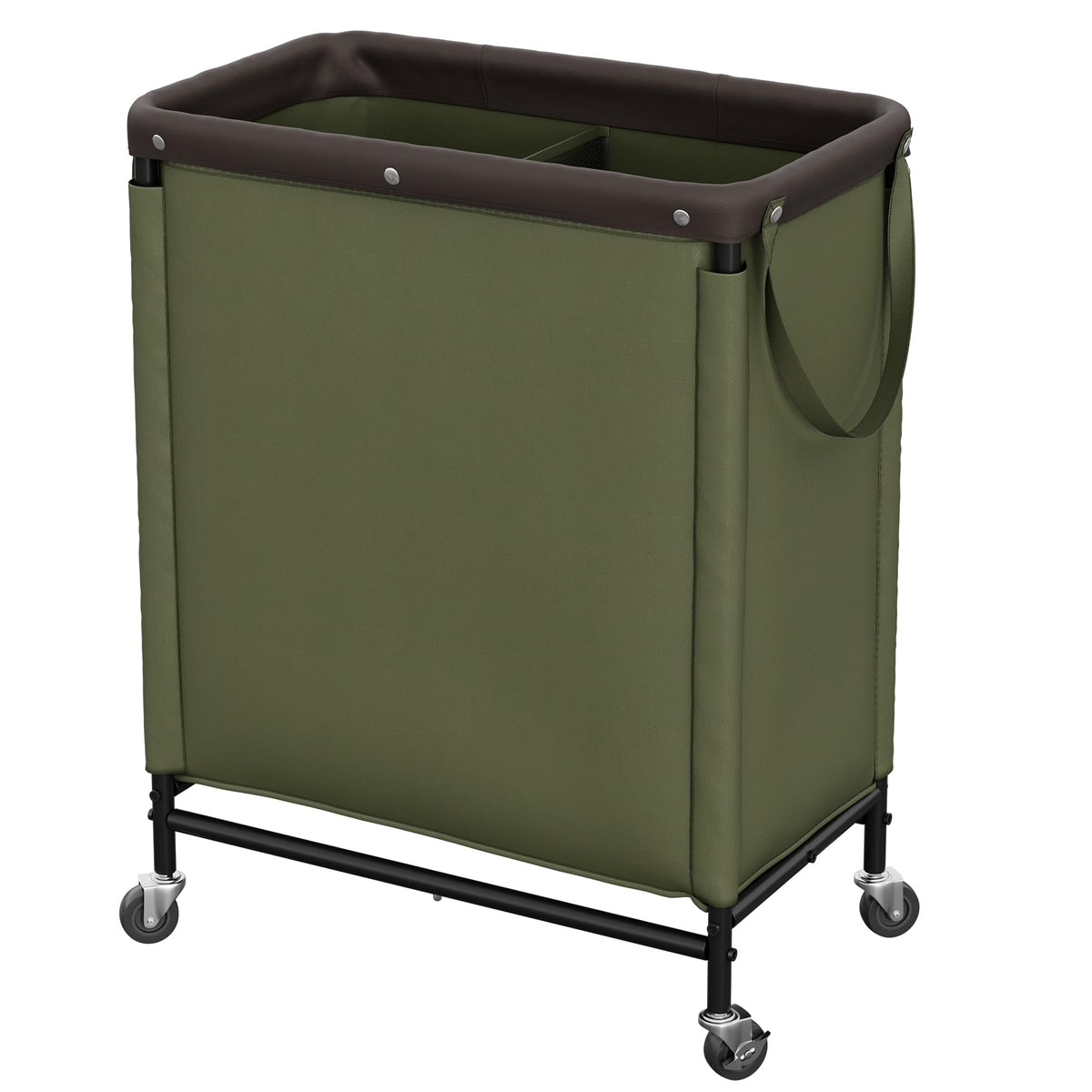 StorageWorks 2 Section Laundry Hamper, 100L Beige Sorter Cart with Wheels