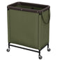 StorageWorks 2 Section Laundry Hamper, 100L Beige Sorter Cart with Wheels