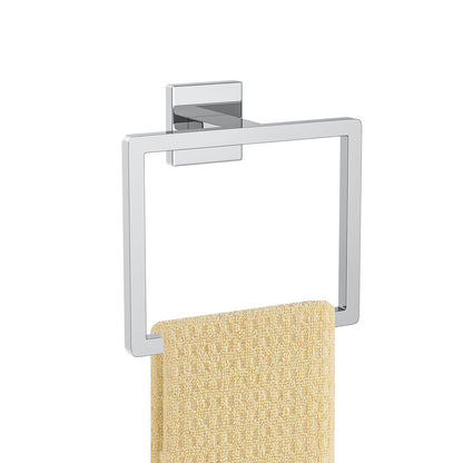 2-Piece Matte Black Square Towel Ring,Modern Hand Towel Holder for Bathroom,Stainless Steel Towel Hangers Wall-Mounted Bathroom Accessories
