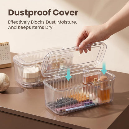 2pcs Clear Acrylic Makeup Brush Holder, Cosmetic Display Cases for Vanity