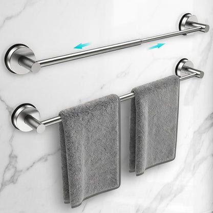 Adjustable Suction Cup Towel Bar for Bathroom Wall,14.6Inch~24 Inch Towel Racks for Bathroom,Stainless Steel Bath Towel Holder for Shower(Matte Black)