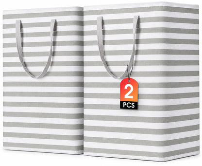 2 Pack Large Laundry Baskets, Laundry Hampers, Freestanding Waterproof Collapsible Clothes Basket with Easy Carry Handles in Laundry Room Bathroom Bedroom Dorm,Grey,75L