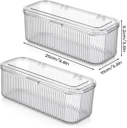 2pcs Clear Acrylic Makeup Brush Holder, Cosmetic Display Cases for Vanity