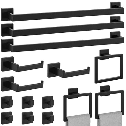 10-Pieces Matte Black Bathroom Accessories, 24 Inch Bathroom Hardware Set