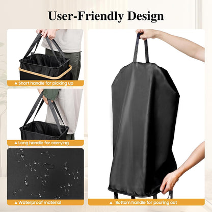 Foluck 100L Laundry Hamper with Lid Removable Bag and Bamboo Handles
