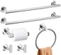 6 Pieces Brushed Gold Bathroom Hardware Accessories Set, SUS304 Stainless Steel 24 Inch Bath Towel Bar Set, Round Bathroom Towel Holder Set, Towel Racks for Bathroom Wall Mounted