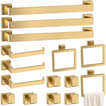 5-Pieces Matte Black Bathroom Accessories Set, 16 Inch Bath Towel Bar Set