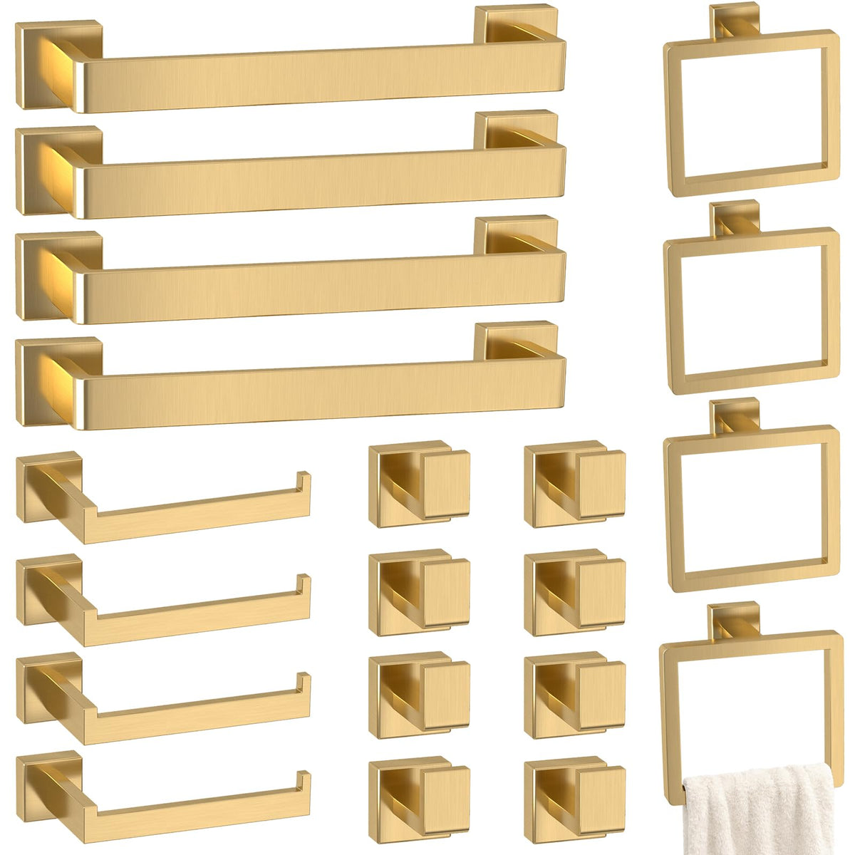 5-Pieces Matte Black Bathroom Accessories Set, 16 Inch Bath Towel Bar Set