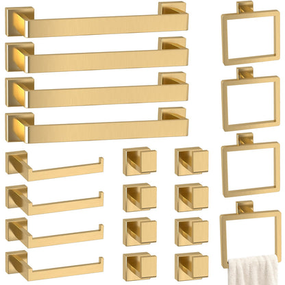 5-Pieces Matte Black Bathroom Accessories Set, 16 Inch Bath Towel Bar Set