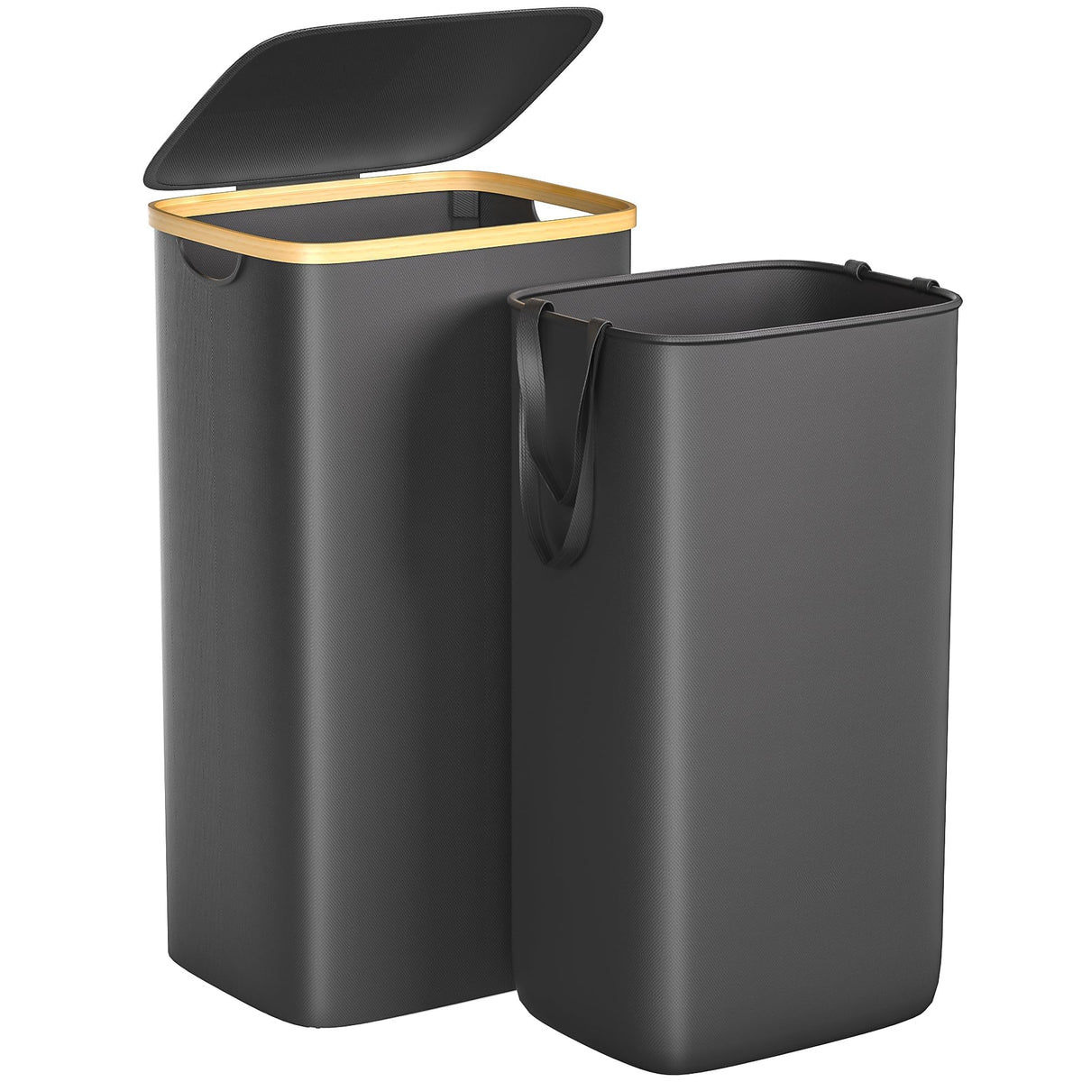 Foluck 100L Laundry Hamper with Lid Removable Bag and Bamboo Handles