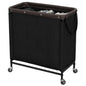 StorageWorks 2 Section Laundry Hamper, 100L Beige Sorter Cart with Wheels