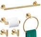 6 Pieces Brushed Gold Bathroom Hardware Accessories Set, SUS304 Stainless Steel 24 Inch Bath Towel Bar Set, Round Bathroom Towel Holder Set, Towel Racks for Bathroom Wall Mounted
