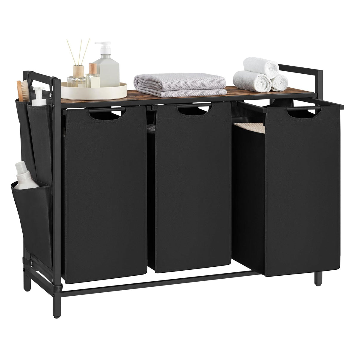 VASAGLE Laundry Hamper with Shelf, 2 Pull-Out Bags, 2 x 12.1 Gallons (46 L)