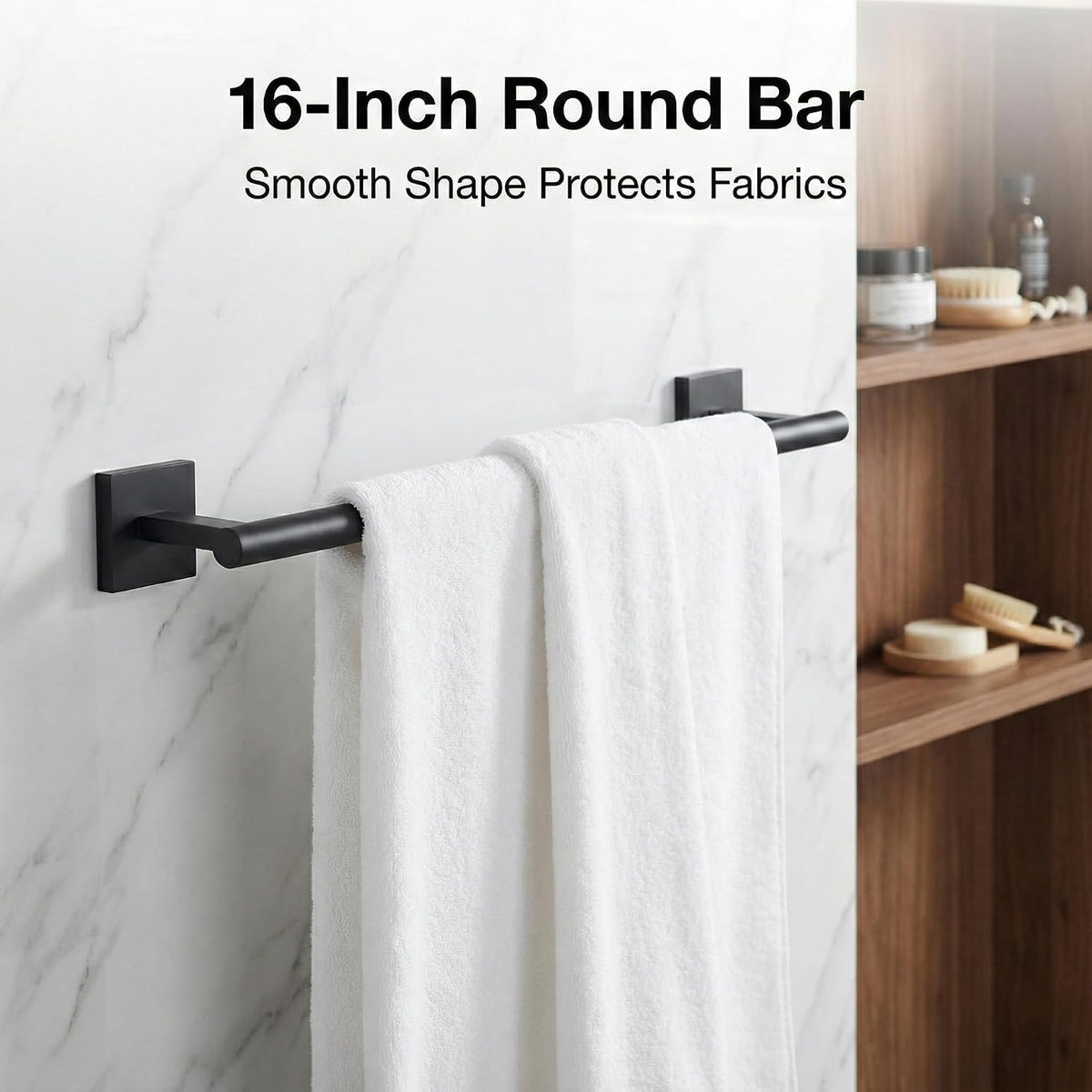 16 in 5-Piece Bathroom Hardware Set, Matte Black