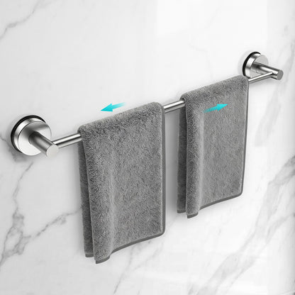 Adjustable Suction Cup Towel Bar for Bathroom Wall,14.6Inch~24 Inch Towel Racks for Bathroom,Stainless Steel Bath Towel Holder for Shower(Matte Black)
