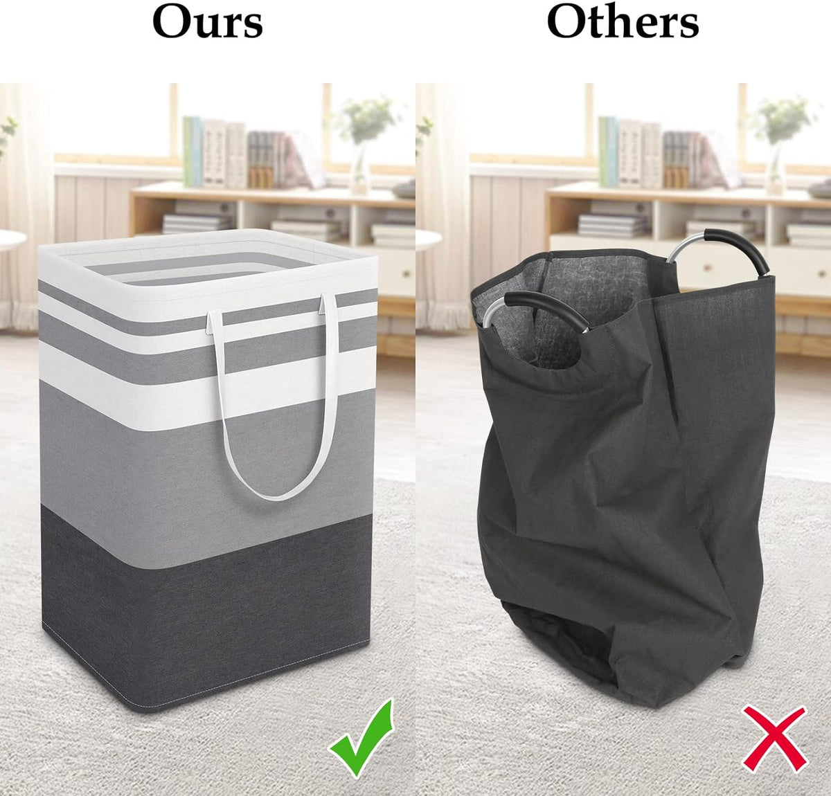StorageRight Laundry Basket Hamper, 75L Collapsible Clothes Storage, Grey