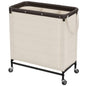 StorageWorks 2 Section Laundry Hamper, 100L Beige Sorter Cart with Wheels