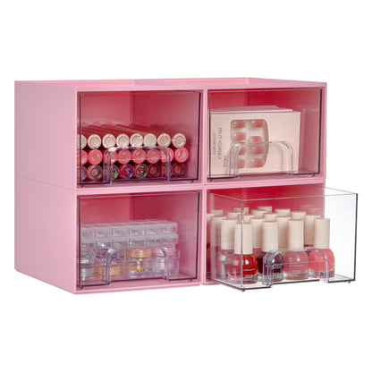 Vtopmart Clear Stackable Storage Drawers, 4 Pack Tall Plastic Organizers