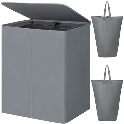 WOWLIVE 154L Double Laundry Hamper 2 Section with Lid and Removable Bags