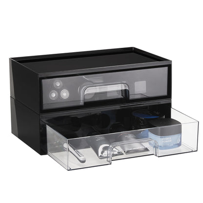 Vtopmart Clear Stackable Storage Drawers, 4 Pack Tall Plastic Organizers