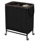 StorageWorks 2 Section Laundry Hamper, 100L Beige Sorter Cart with Wheels