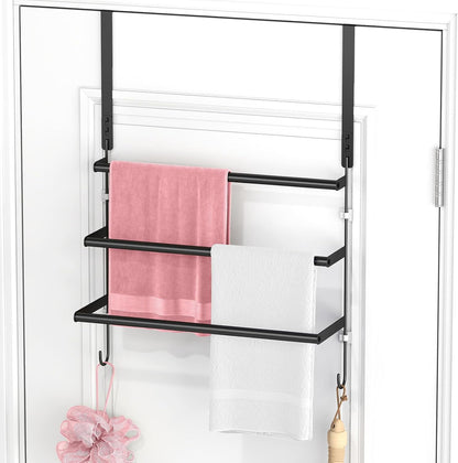 FLE Over The Door Towel Rack, Door Towel Bar, Black