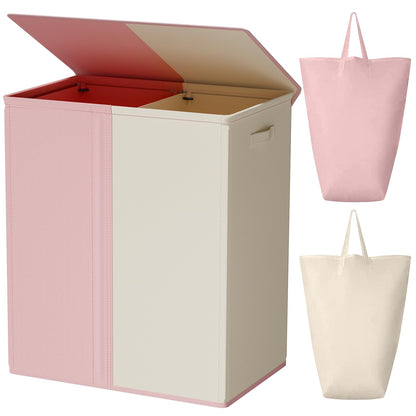 WOWLIVE Double Laundry Hamper with Lid, 154L Large Laundry Basket Organizer