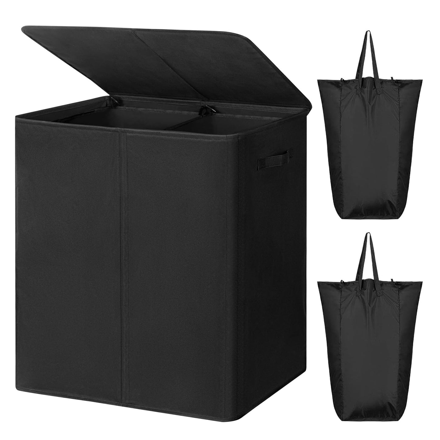 WOWLIVE 154L Double Laundry Hamper 2 Section with Lid and Removable Bags