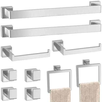 5-Pieces Matte Black Bathroom Accessories Set, 16 Inch Bath Towel Bar Set