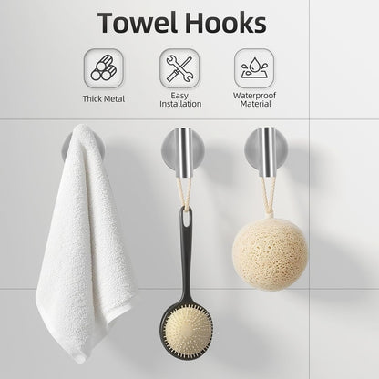 Brushed Nickel Bathroom Hardware Set 5 Pieces, Bathroom Towel Rack Holder Set Wall Mounted, SUS304 Stainless Steel Towel Bar Set - 16 Inch Towel Bar, Toilet Paper Holder, Towel Hooks, Towel Ring