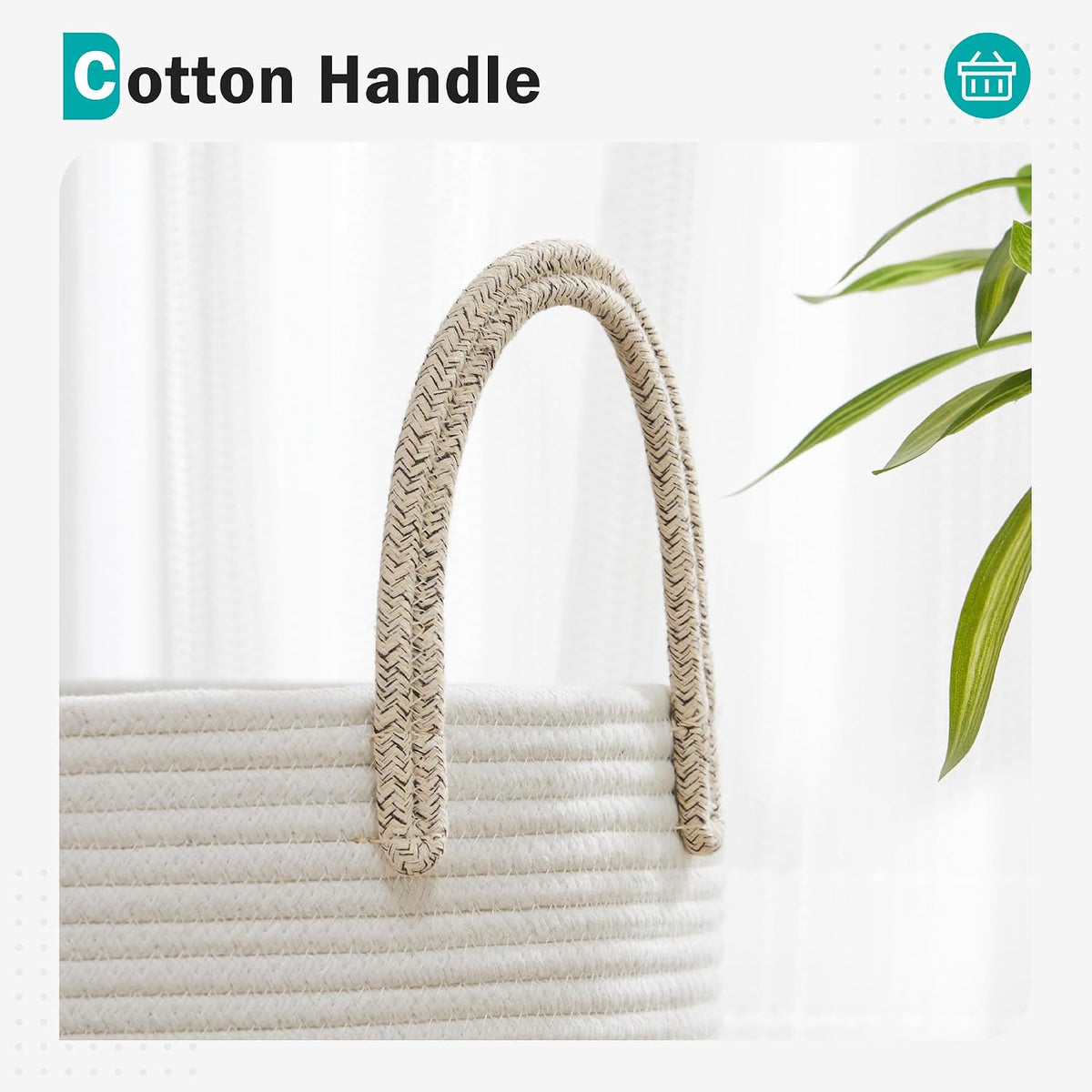YOUDENOVA Cotton Laundry Hamper, 58L Tall Storage Basket-Brown