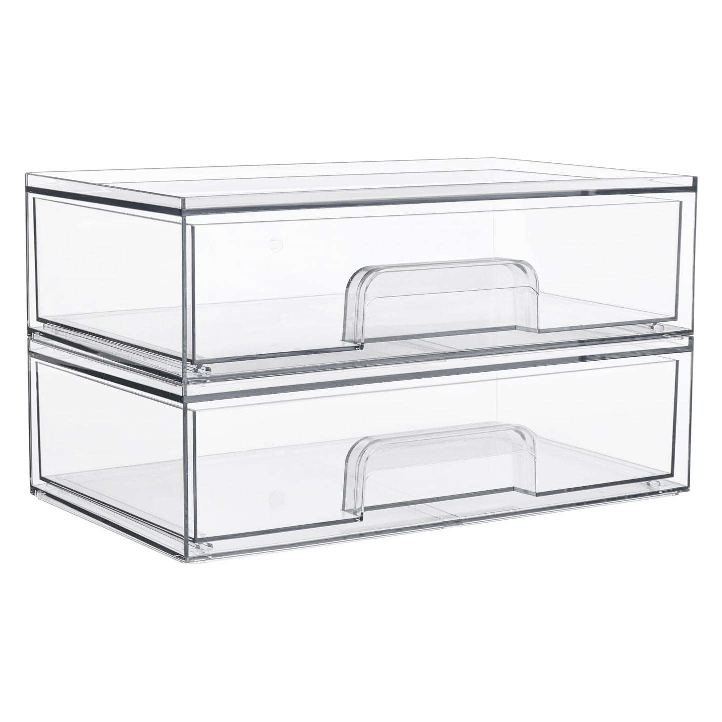 Vtopmart Clear Stackable Storage Drawers, 4 Pack Tall Plastic Organizers