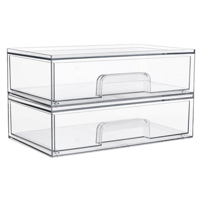 Vtopmart 6 Pack Small Clear Stackable Storage Drawers for Desk, Countertop