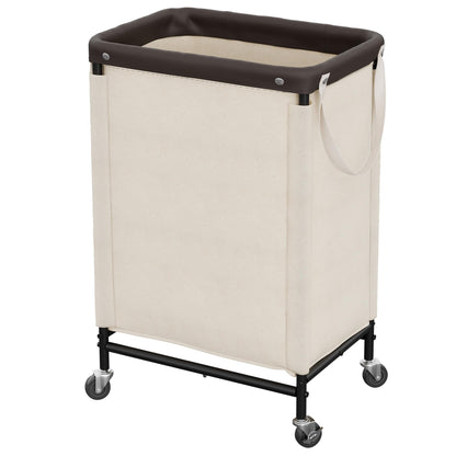 StorageWorks 2 Section Laundry Hamper, 100L Beige Sorter Cart with Wheels