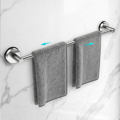 Adjustable Suction Cup Towel Bar for Bathroom Wall,14.6Inch~24 Inch Towel Racks for Bathroom,Stainless Steel Bath Towel Holder for Shower(Matte Black)